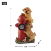 DOGS AND FIRE HYDRANT SOLAR STATUE