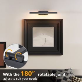 16inch Black Bathroom Light Fixtures Over Mirror Modern Dimmable LED Vanity Light For Bathroom Wall Lighting (Color: Black)