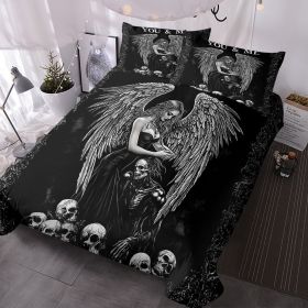 3 Pcs Of Dark Angel Skull Themed Printed Bedding Series Suitable For All Seasons (Option: Full-Black)